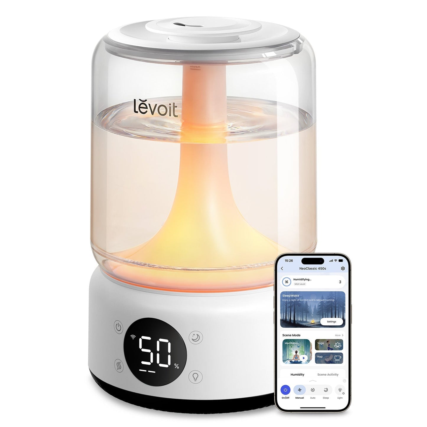 Levoit Neo 450S Smart Humidifier – 4.2L, APP & Voice Control, 42H Runtime, Scene Mode