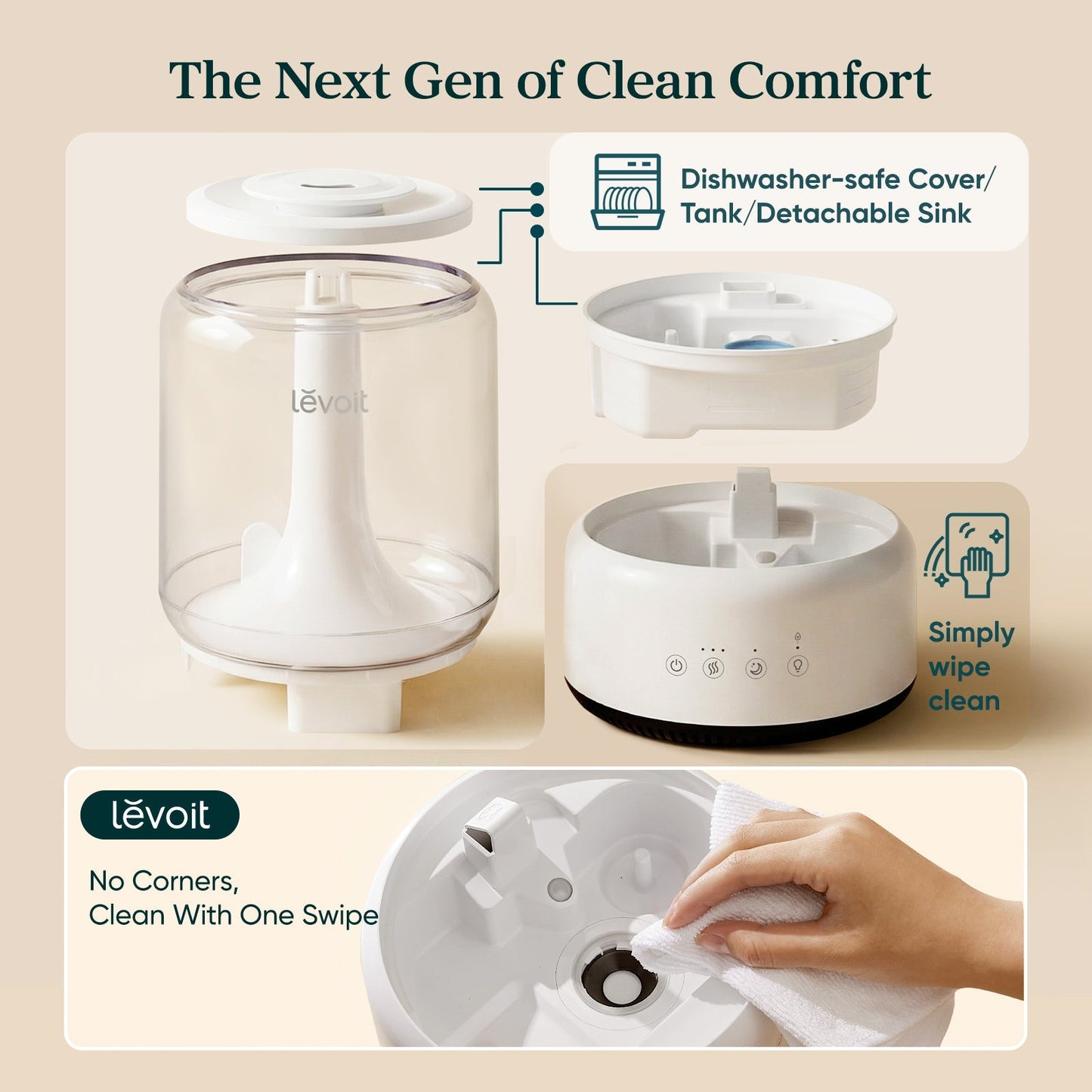 Levoit Neo 450 Humidifier – 4.2L Top Fill Cool Mist, 42H Runtime, Ultra-Quiet 21dB